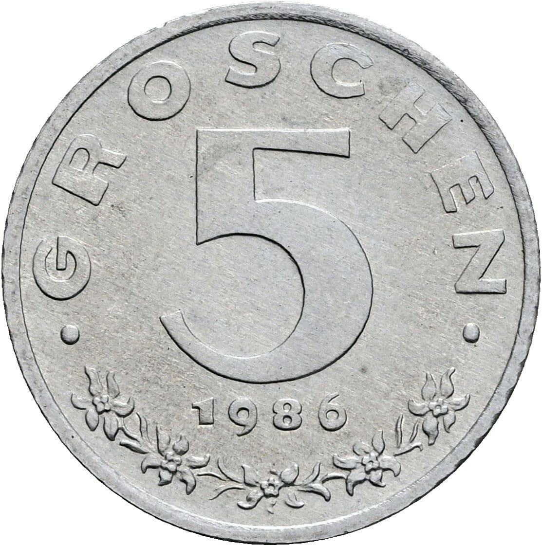 5 Groschen 1986 – Vorderseite