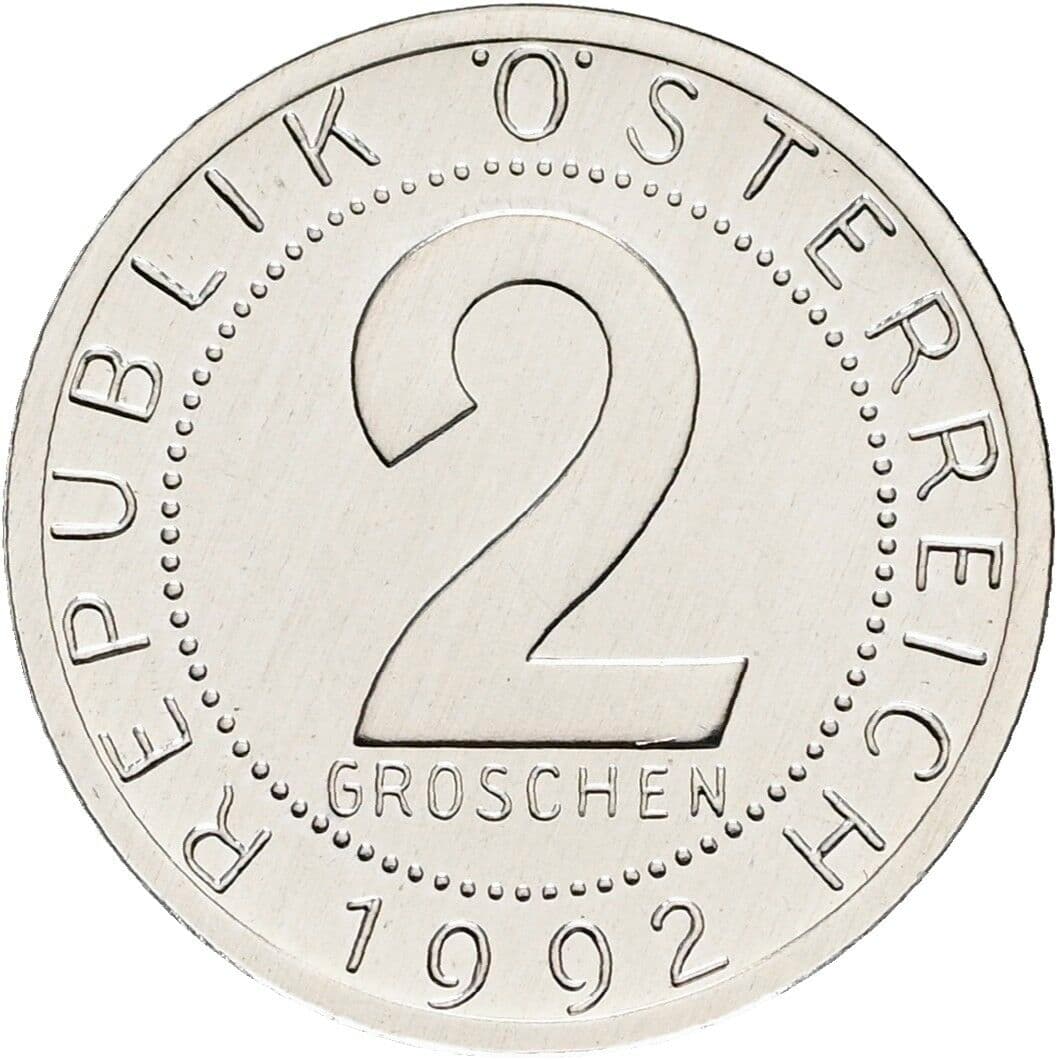 2 Groschen 1992 – Vorderseite