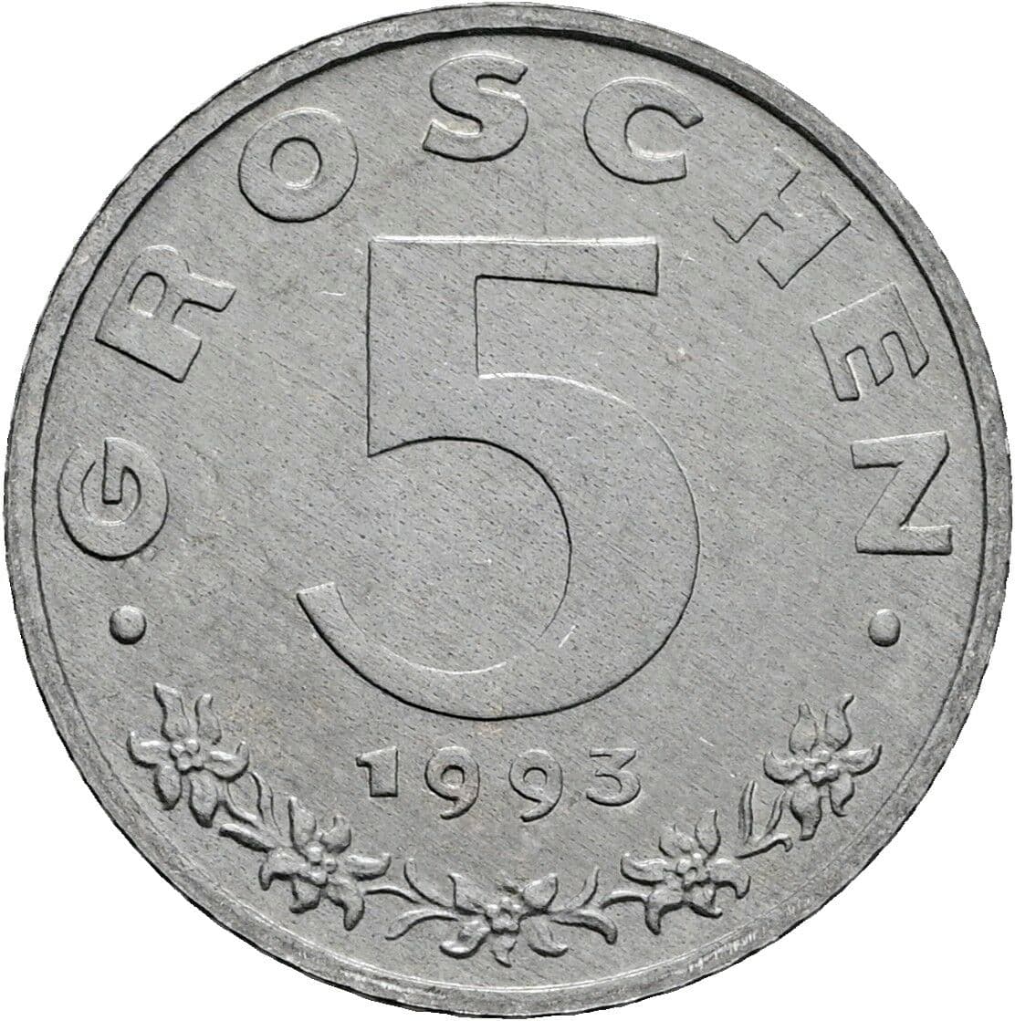 5 Groschen 1993 – Vorderseite