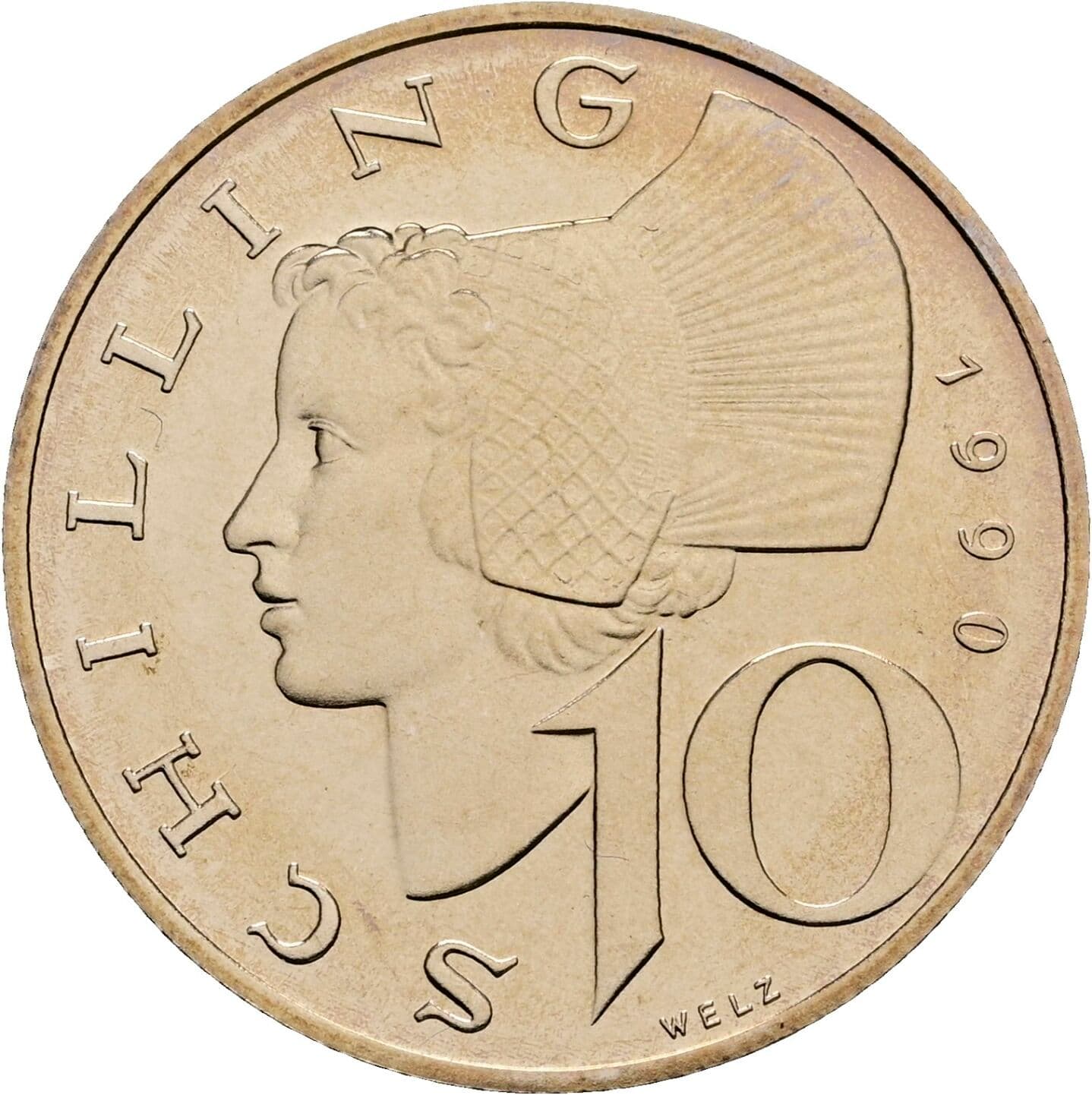10 Schilling 1990 – Vorderseite