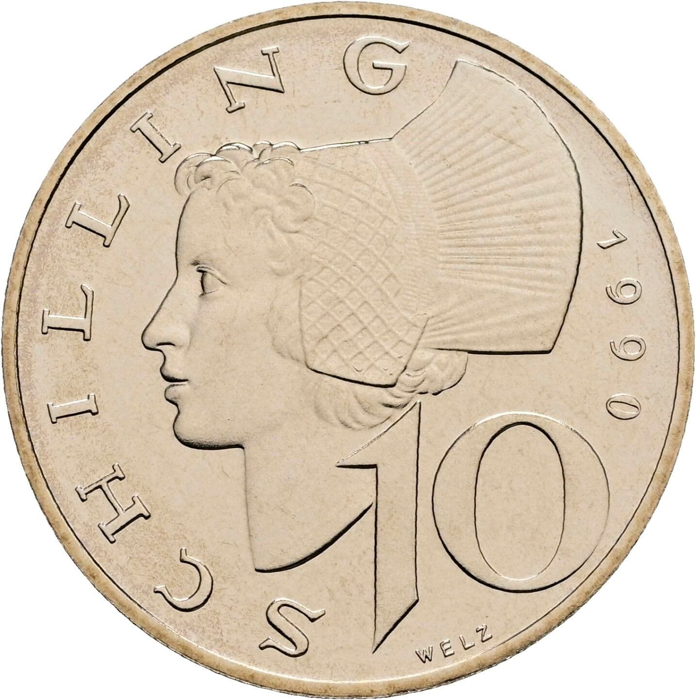 10 Schilling 1990 – Vorderseite