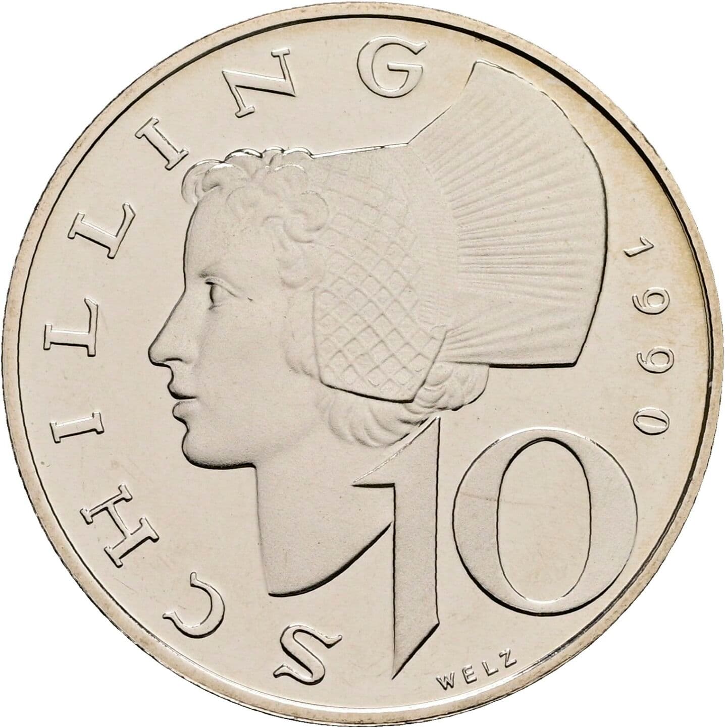 10 Schilling 1990 – Vorderseite