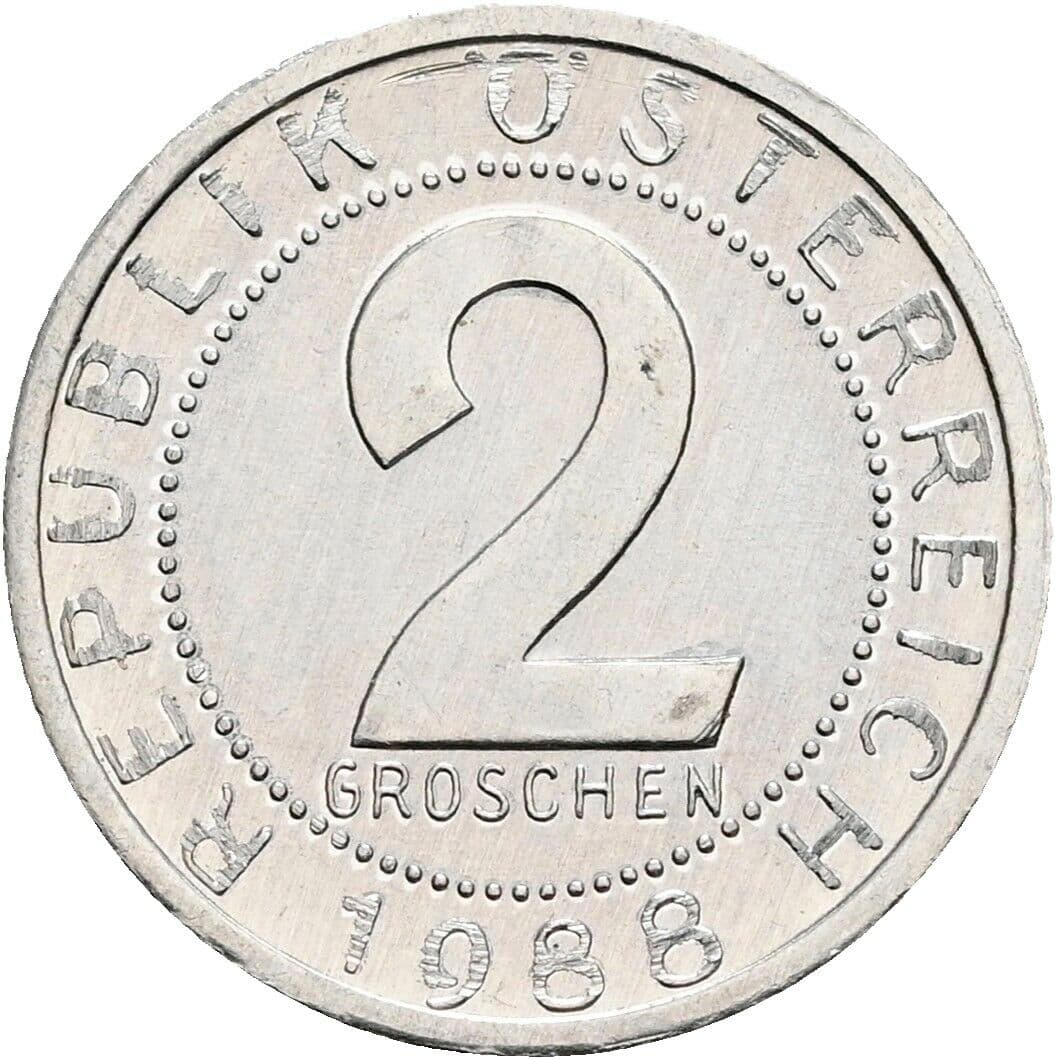 2 Groschen 1988 – Vorderseite