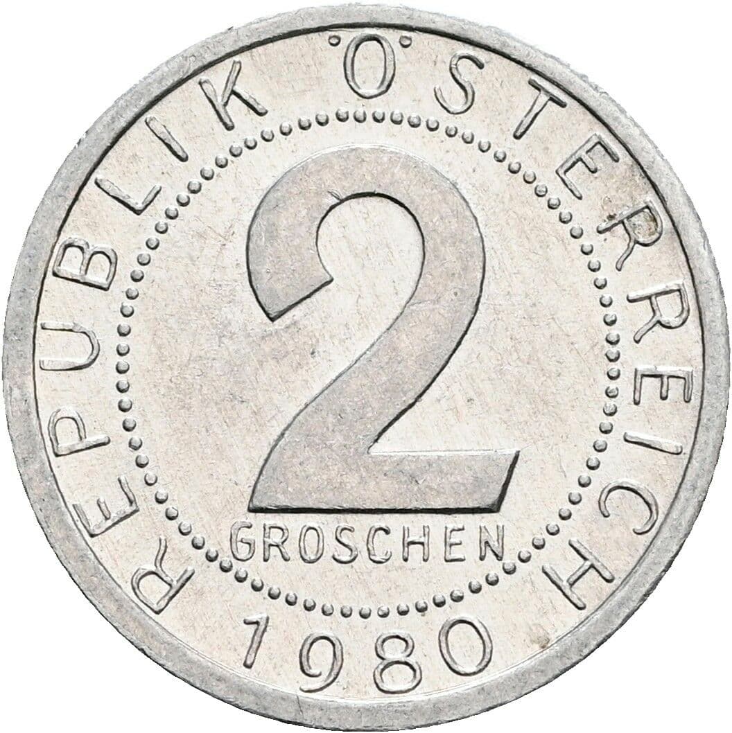 2 Groschen 1980 – Vorderseite