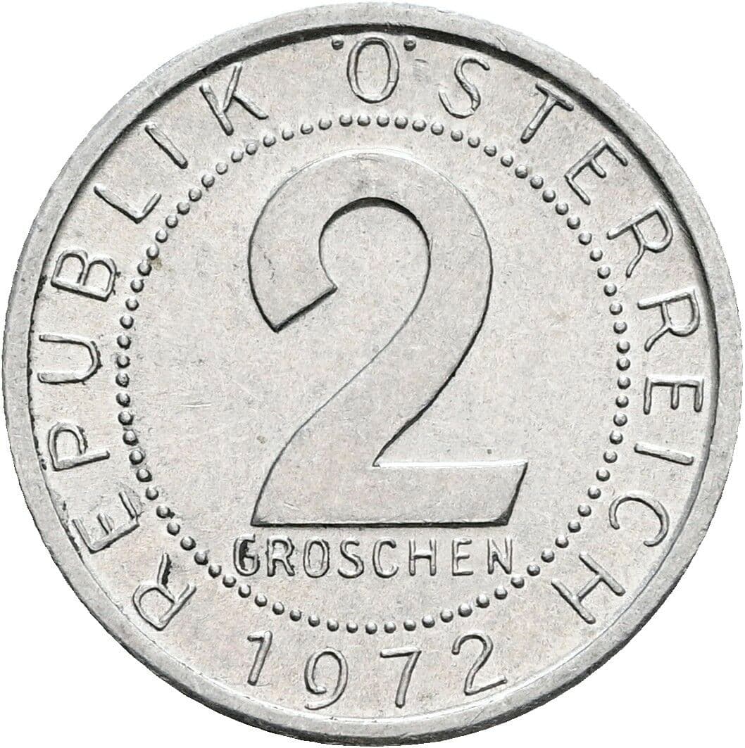 2 Groschen 1972 – Vorderseite