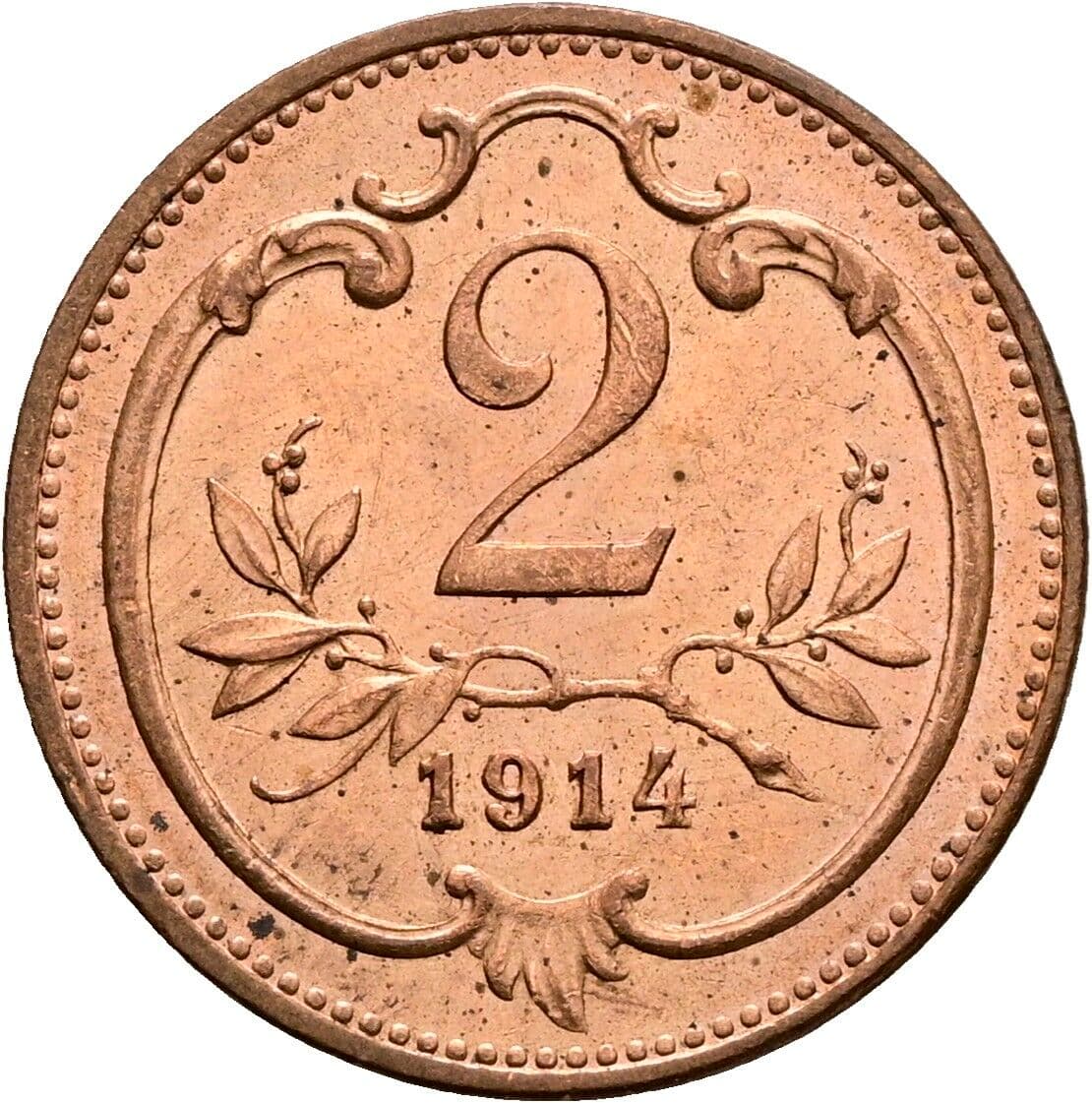2 Heller Franz Joseph I. 1848-1916 1914 – Vorderseite