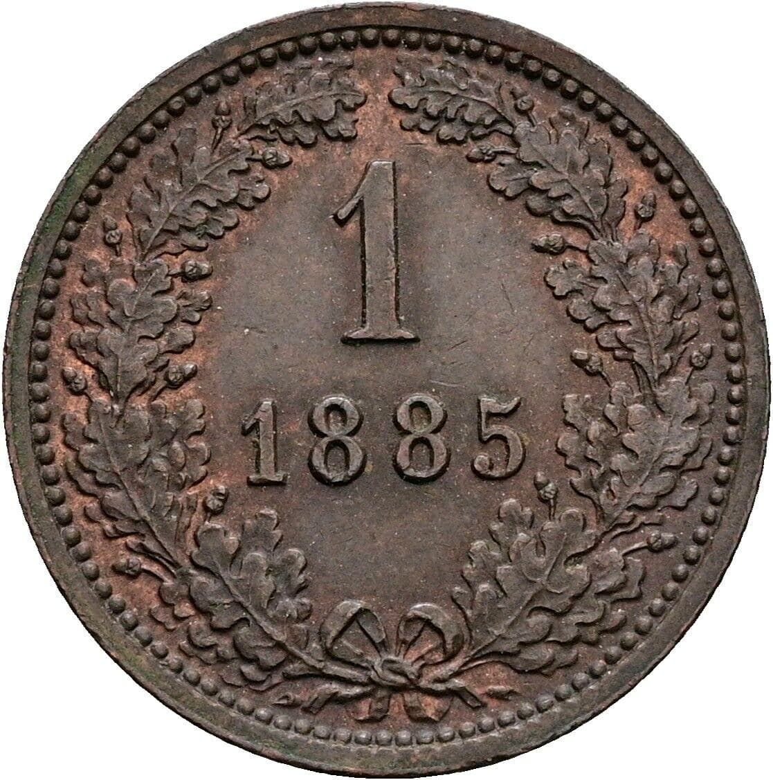 1 Kreuzer Franz Joseph I. 1848-1916 1885 – Vorderseite