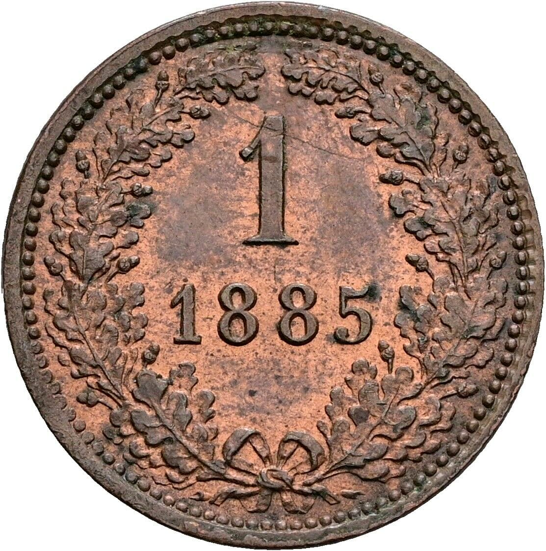 1 Kreuzer 1885 – Vorderseite