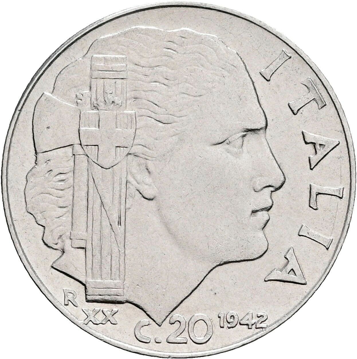 20 Centesimi Vittorio Emanuele III. 1900-1946 1942 – Vorderseite