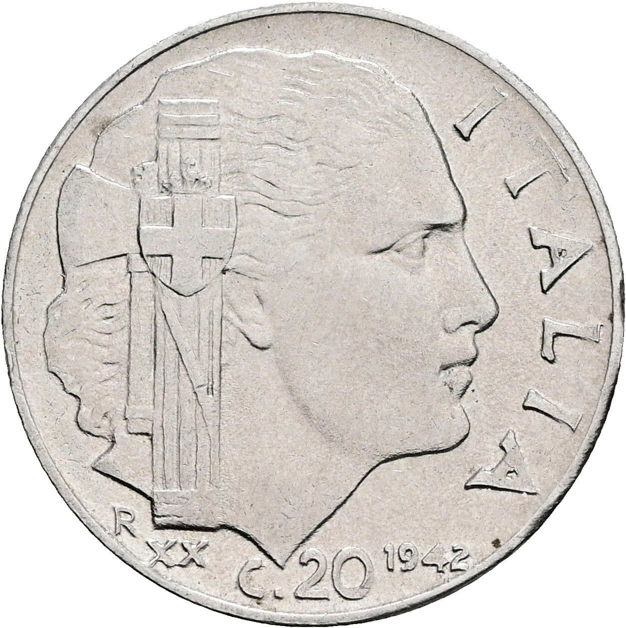 20 Centesimi Vittorio Emanuele III. 1900-1946 1942 – Vorderseite