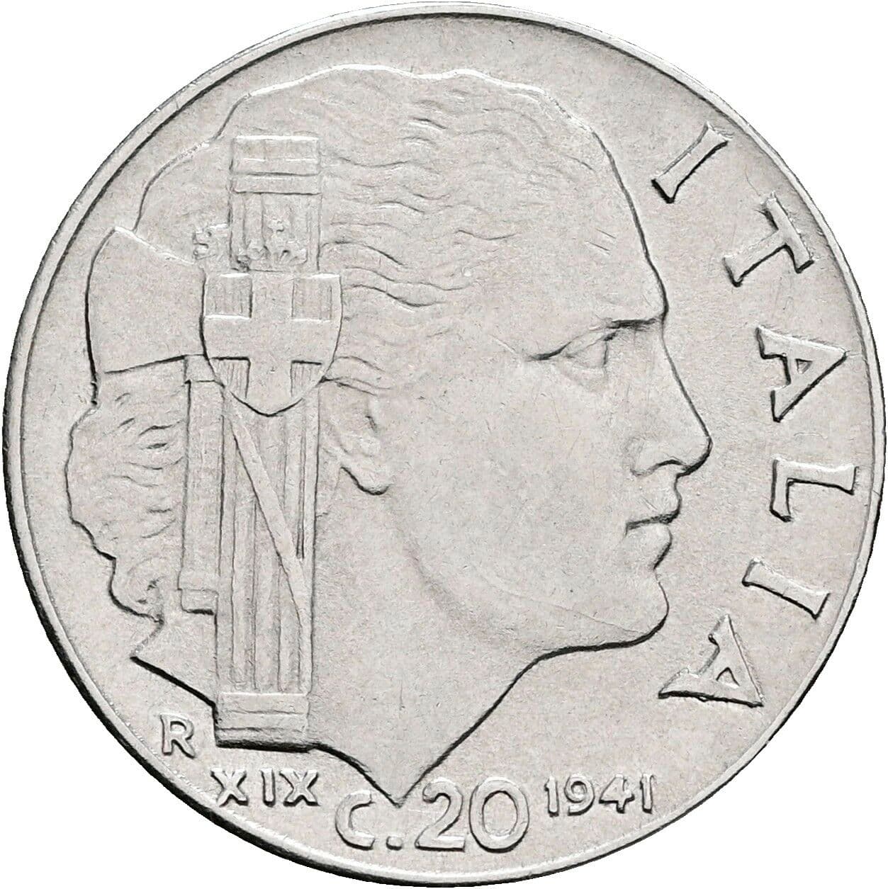 20 Centesimi Vittorio Emanuele III. 1900-1946 1941 – Vorderseite
