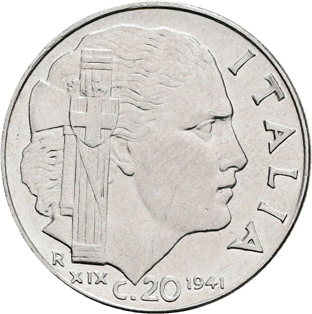 20 Centesimi Vittorio Emanuele III. 1900-1946 1941 – Vorderseite