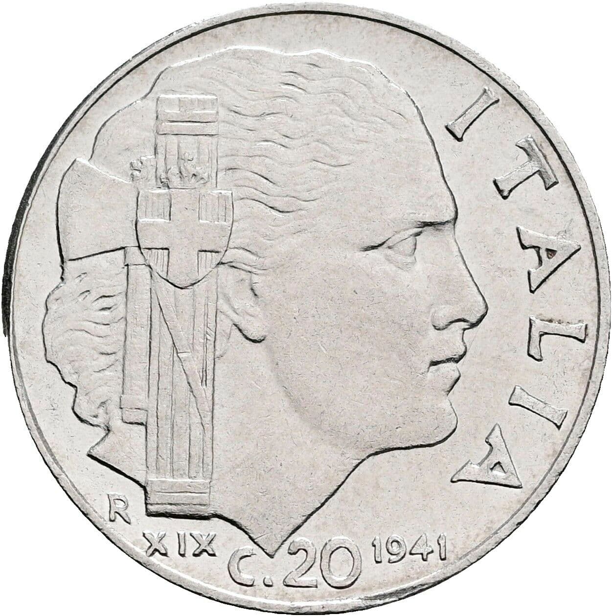 20 Centesimi Vittorio Emanuele III. 1900-1946 1941 – Vorderseite
