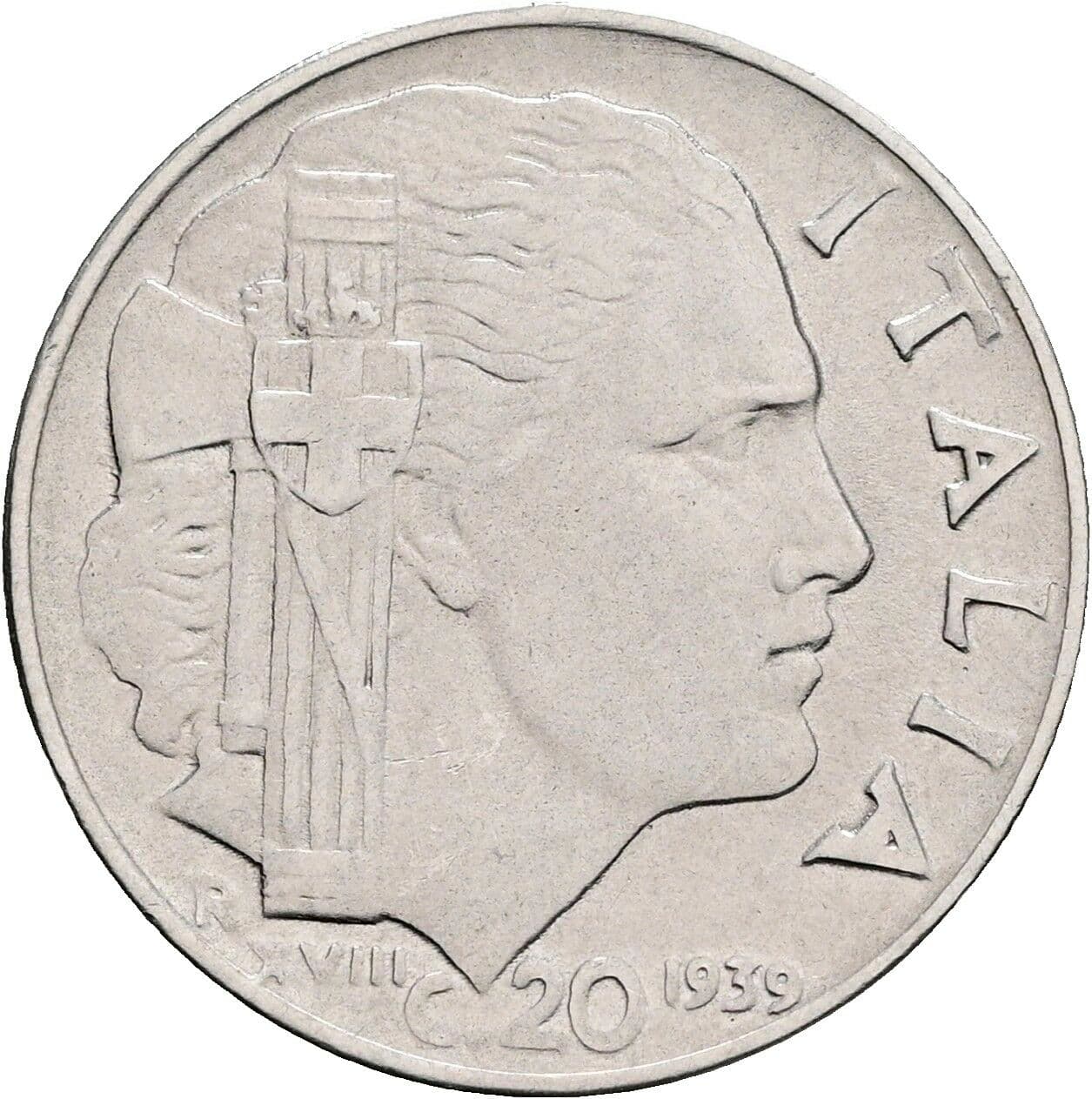 20 Centesimi Vittorio Emanuele III. 1900-1946 1939 – Vorderseite