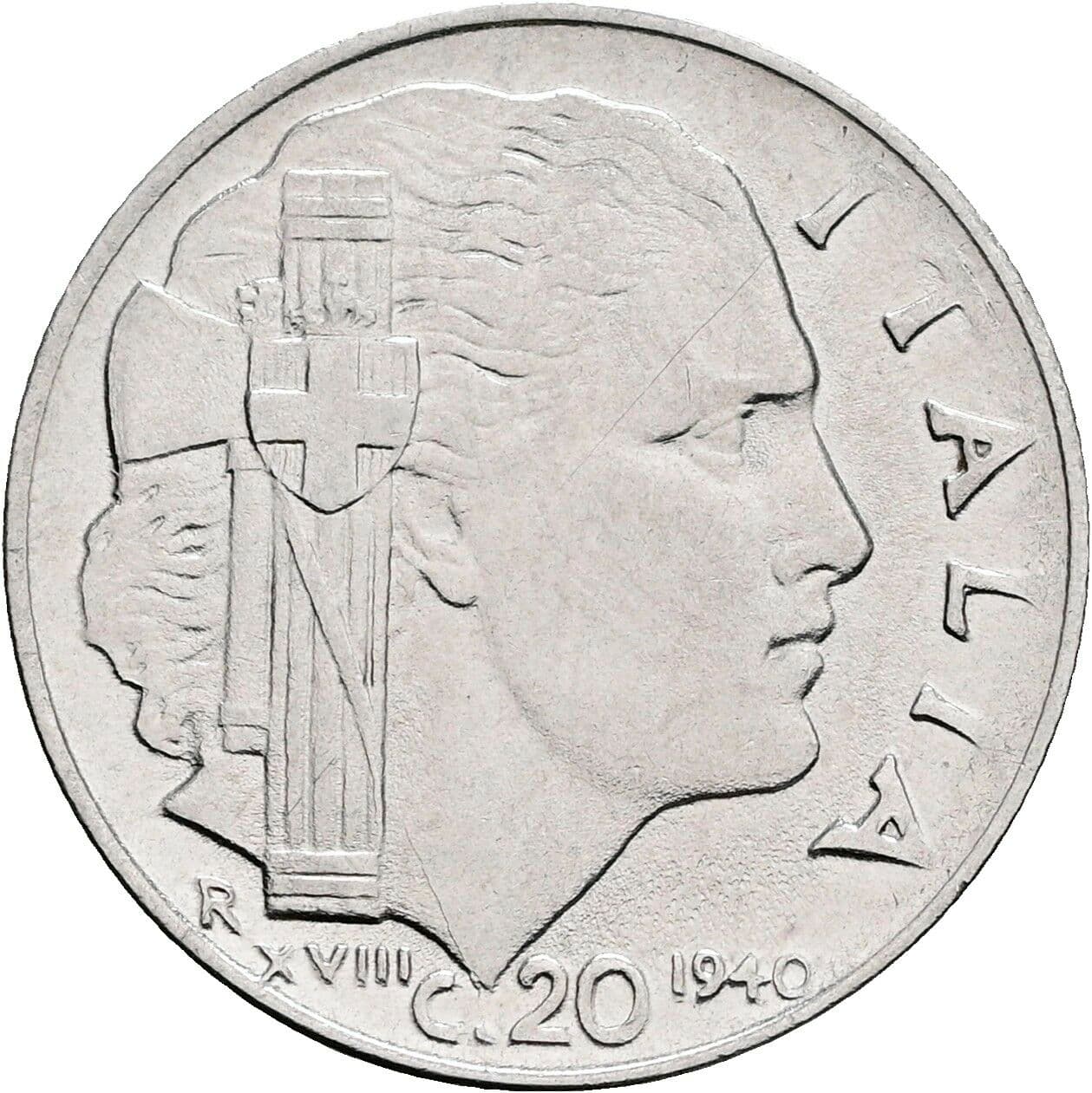 20 Centesimi Vittorio Emanuele III. 1900-1946 1940 – Vorderseite