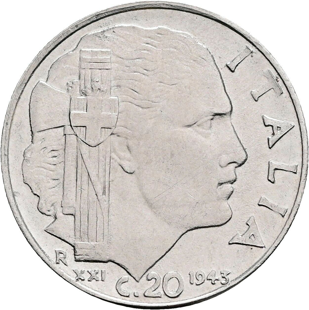 20 Centesimi Vittorio Emanuele III. 1900-1946 1943 – Vorderseite