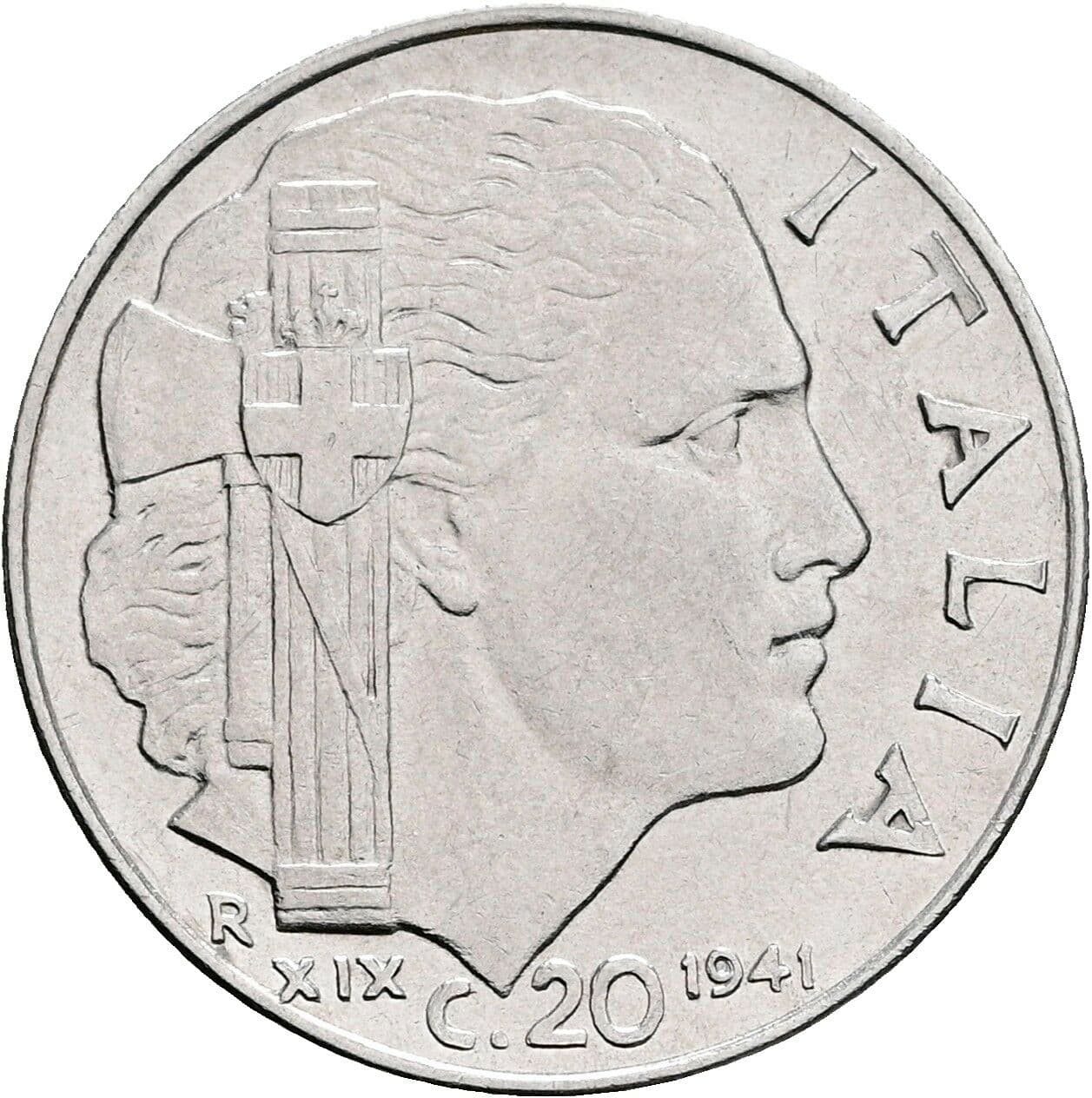 20 Centesimi Vittorio Emanuele III. 1900-1946 1941 – Vorderseite