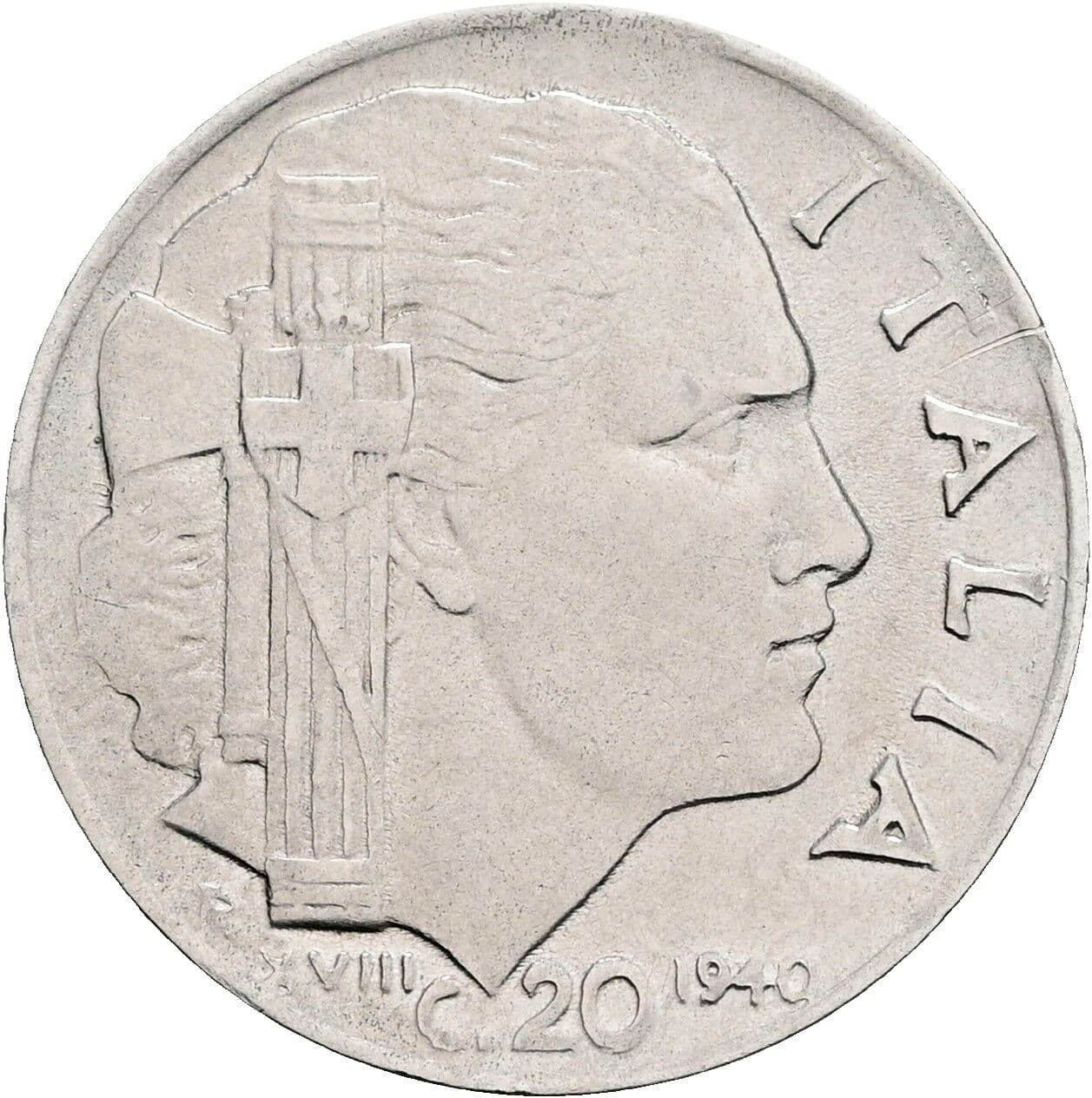 20 Centesimi Vittorio Emanuele III. 1900-1946 1940 – Vorderseite