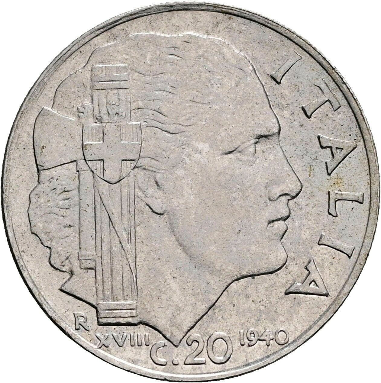 20 Centesimi Vittorio Emanuele III. 1900-1946 1940 – Vorderseite