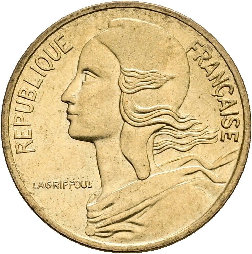 5 Centimes 1977 – Vorderseite