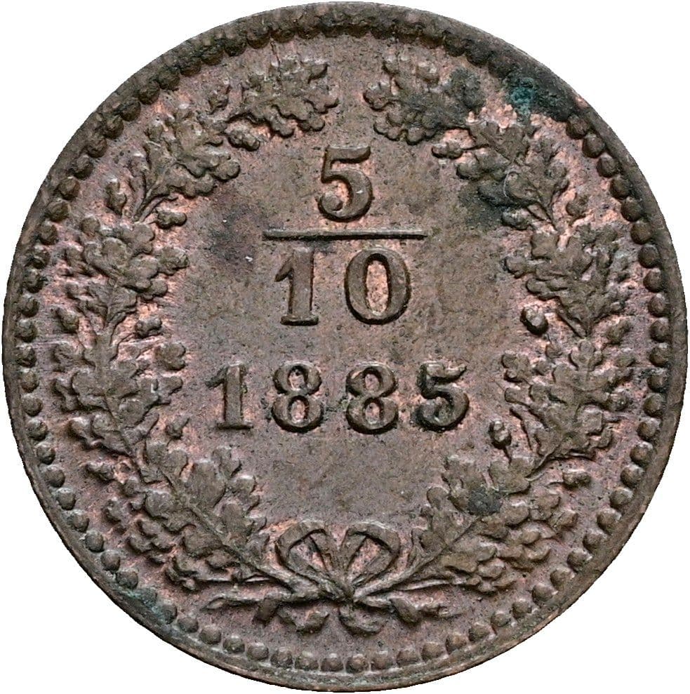 5/10 Kreuzer Franz Joseph I. 1848-1916 1885 – Vorderseite