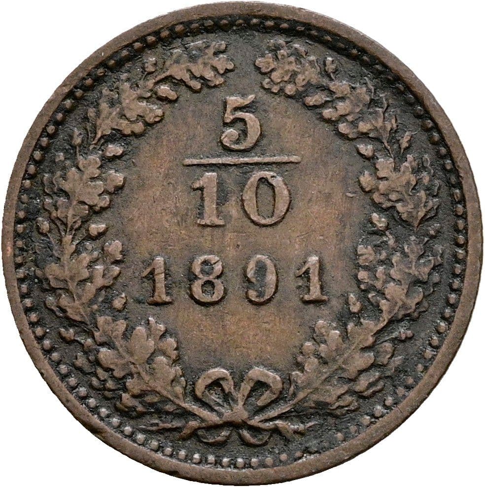 5/10 Kreuzer Franz Joseph I. 1848-1916 1891 – Vorderseite