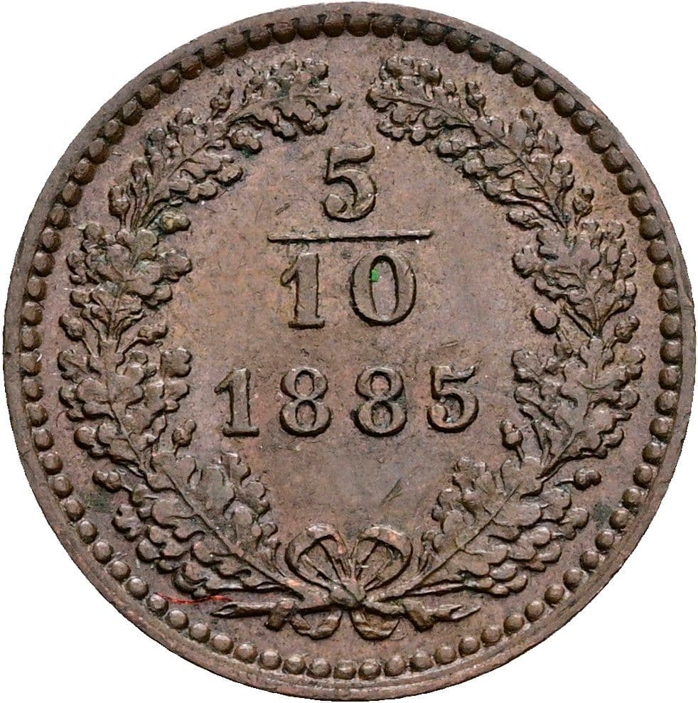 5/10 Kreuzer Franz Joseph I. 1848-1916 1885 – Vorderseite