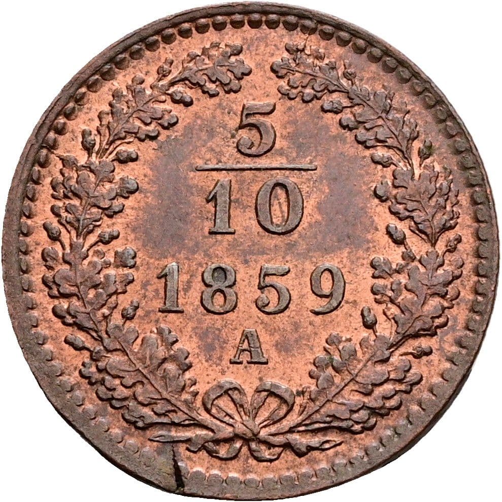 5/10 Kreuzer Franz Joseph I. 1848-1916 1859 A – Vorderseite