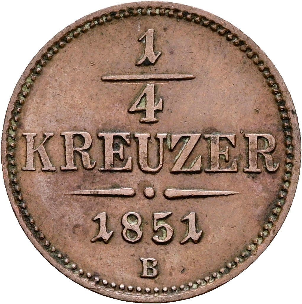 1/4 Kreuzer Franz Joseph I. 1848-1916 1851 B – Vorderseite
