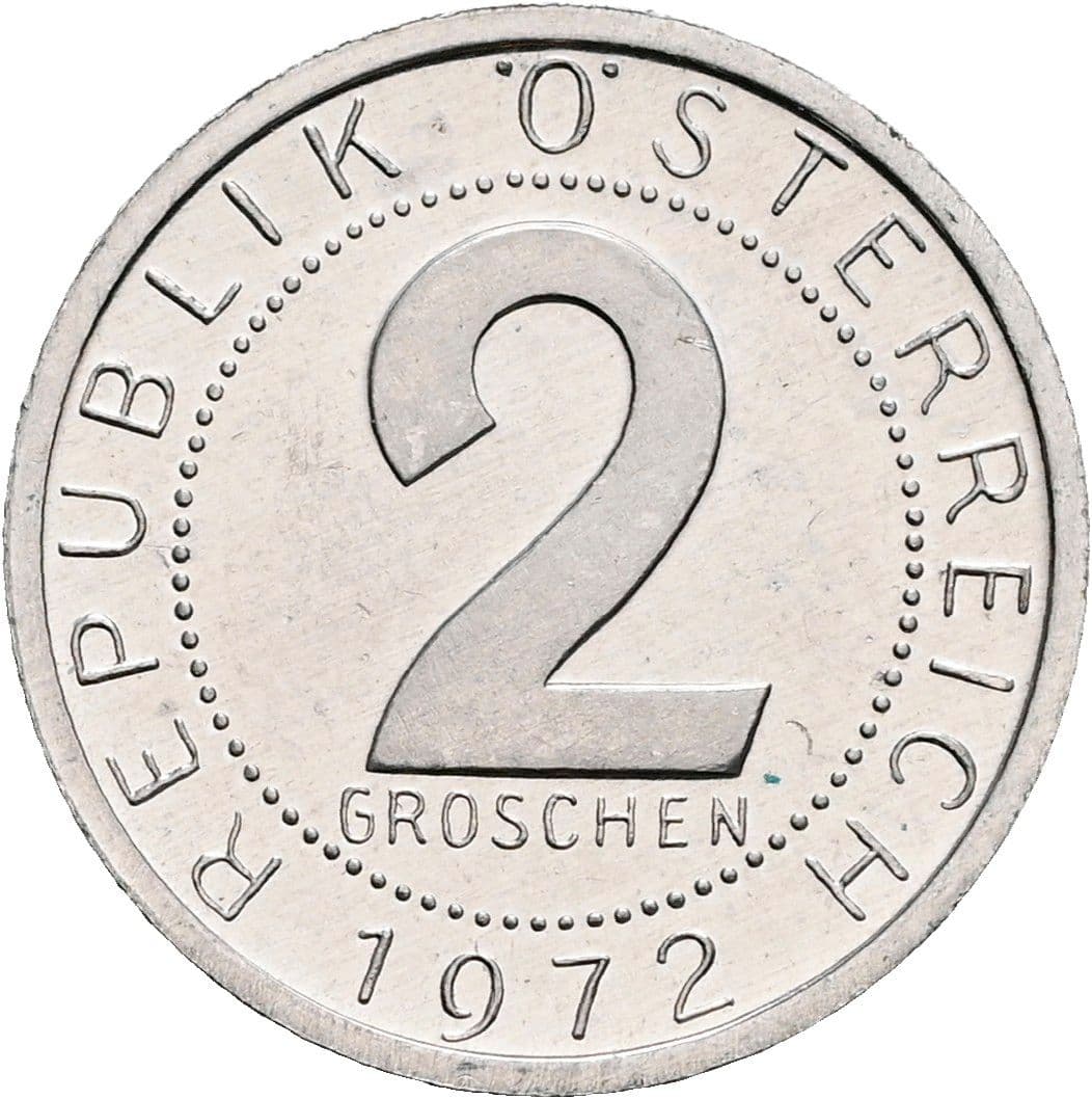 2 Groschen 1972 – Vorderseite