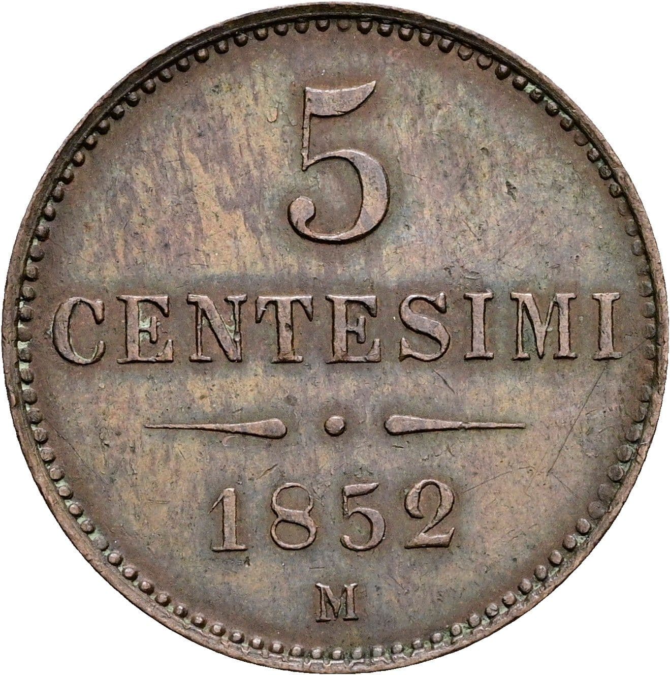 5 Centesimi Franz Joseph I. 1848-1916 1852 M – Vorderseite