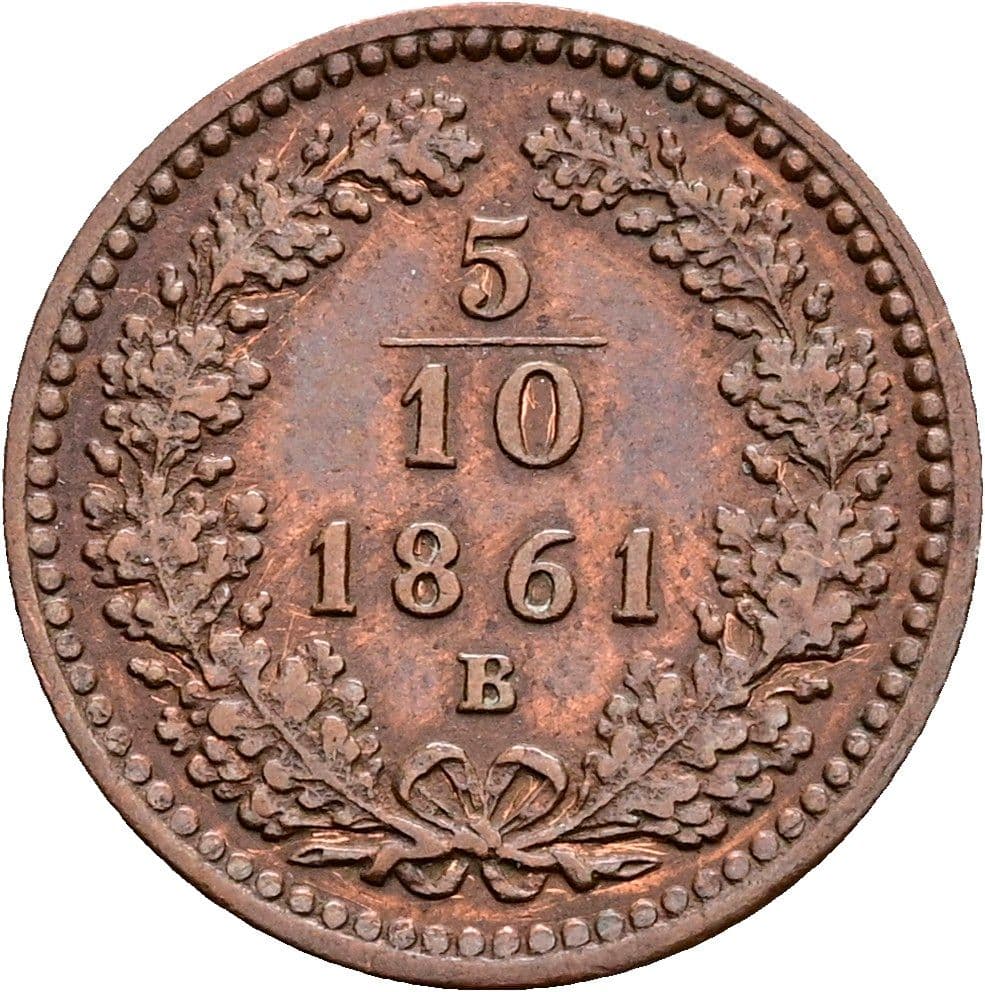 5/10 Kreuzer Franz Joseph I. 1848-1916 Kremnitz 1861 B – Vorderseite