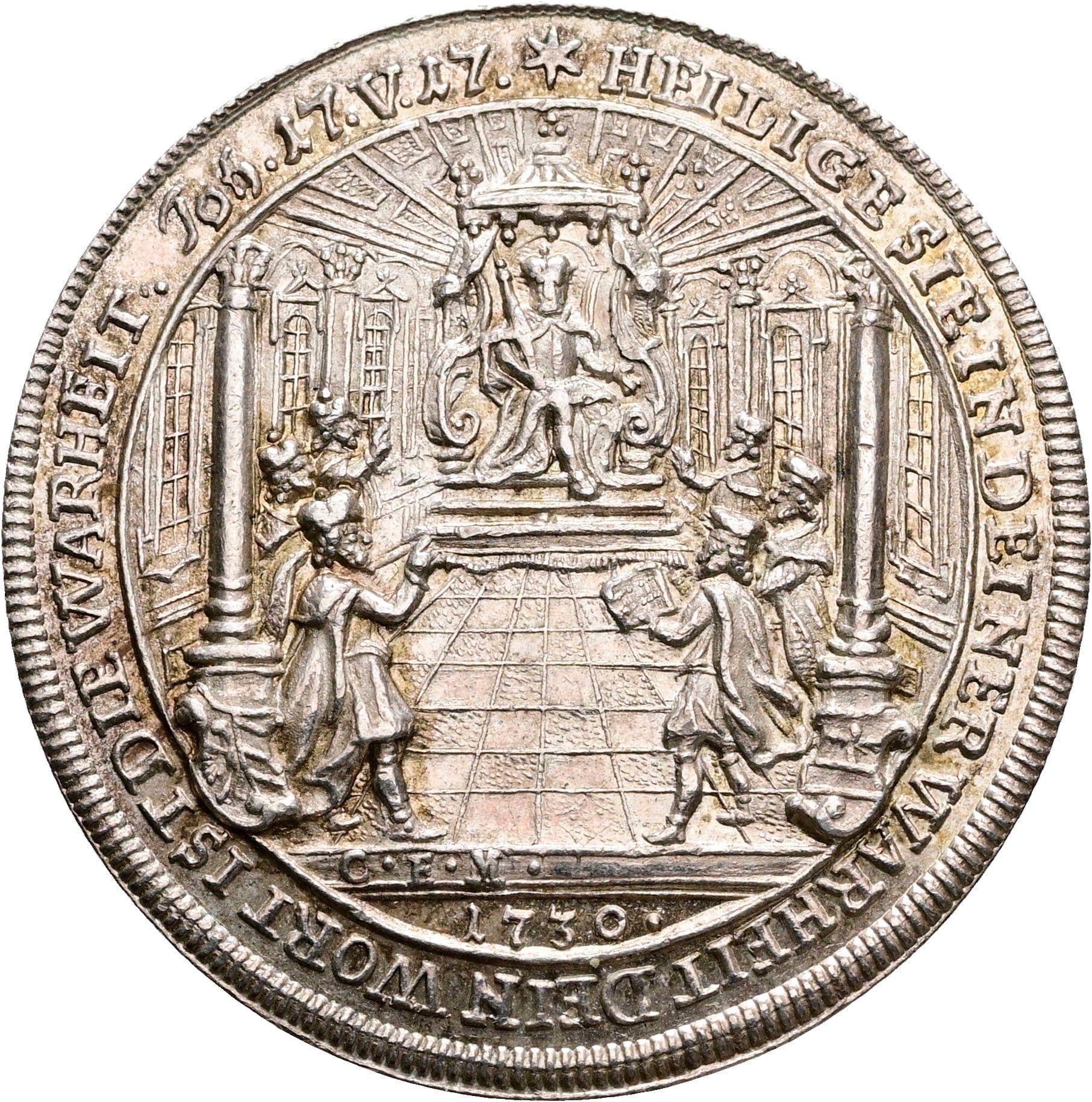 Silbermedaille 2. Säkularfeier der Augsburger Konfession 1730 – Vorderseite
