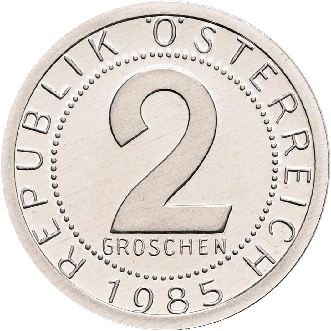 2 Groschen 1985 – Vorderseite