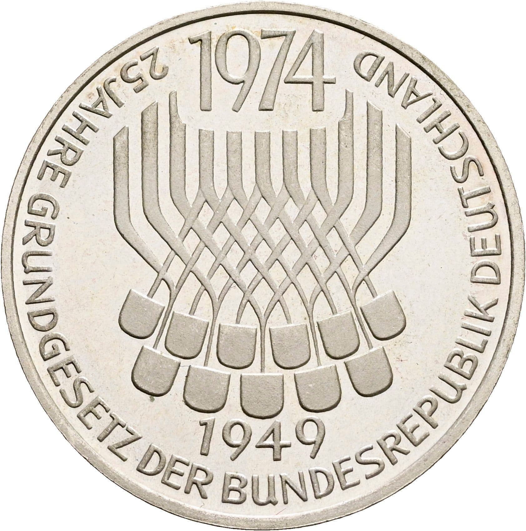 5 Deutsche Mark 1974 F – Vorderseite