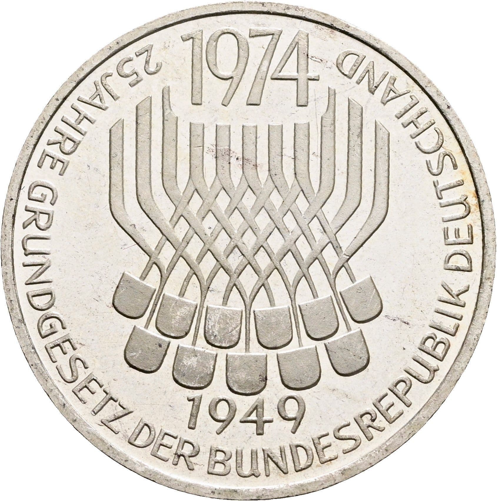 5 Deutsche Mark 1974 F – Vorderseite