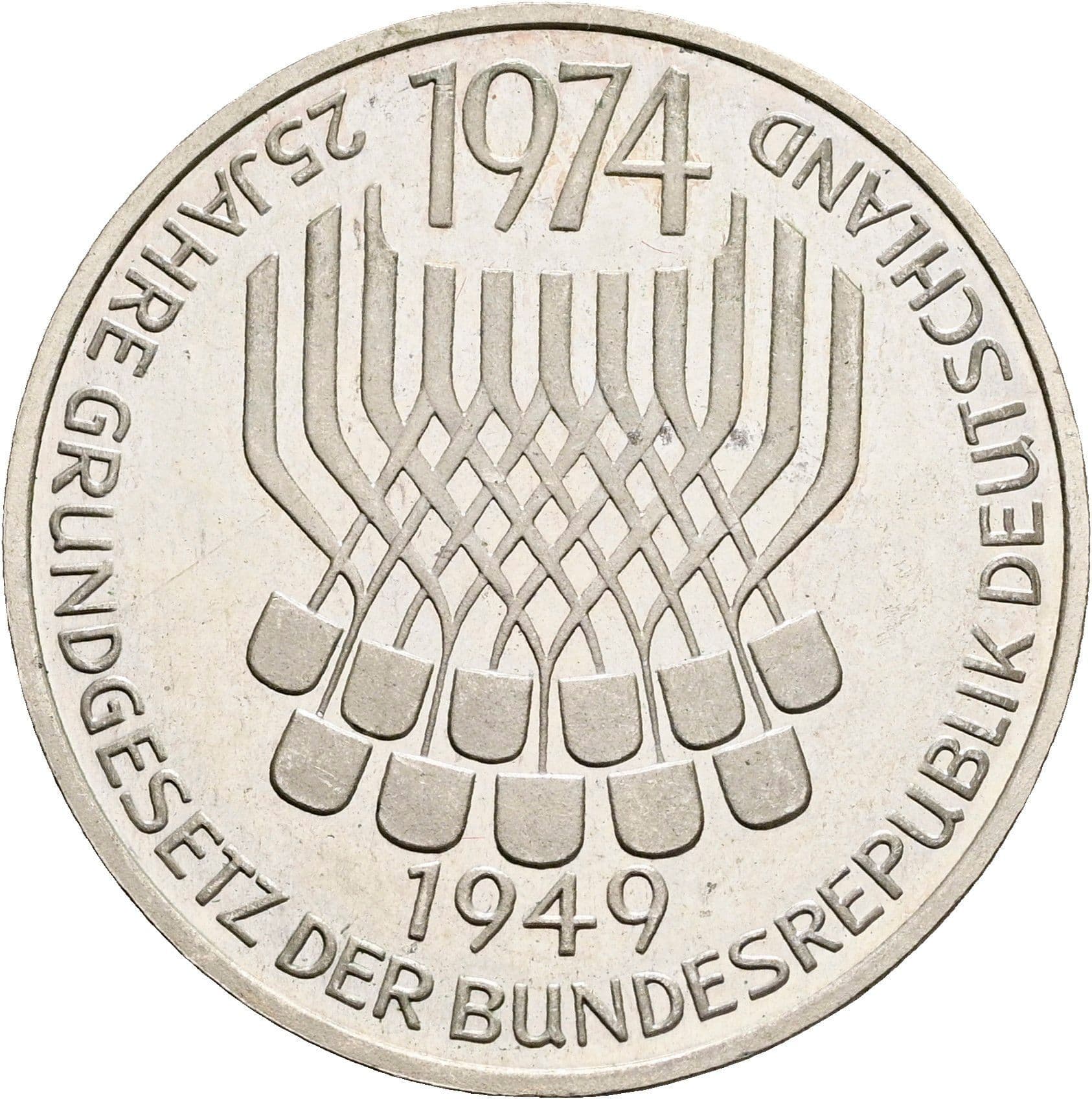 5 Deutsche Mark 1974 F – Vorderseite