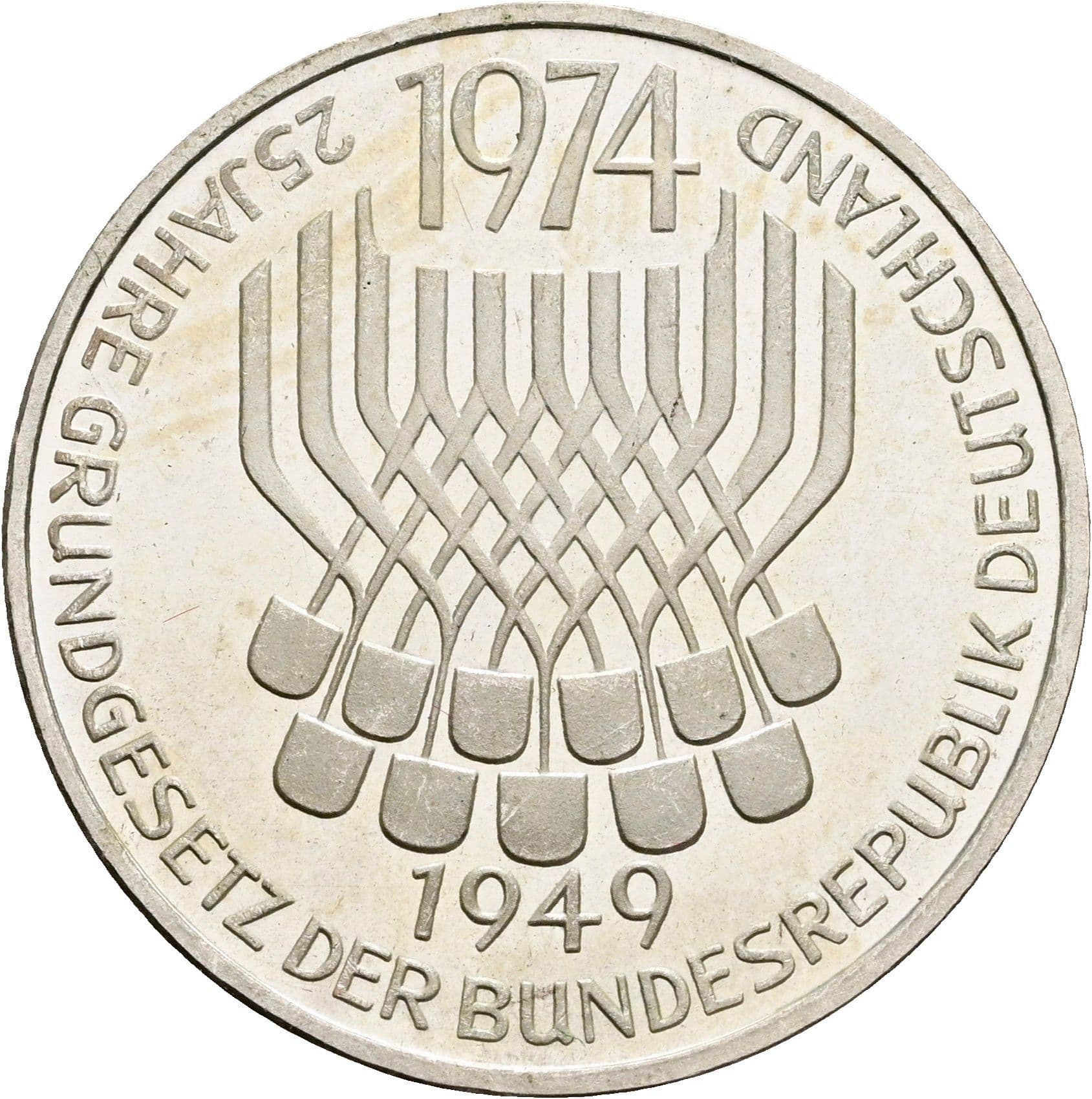 5 Deutsche Mark 1974 F – Vorderseite