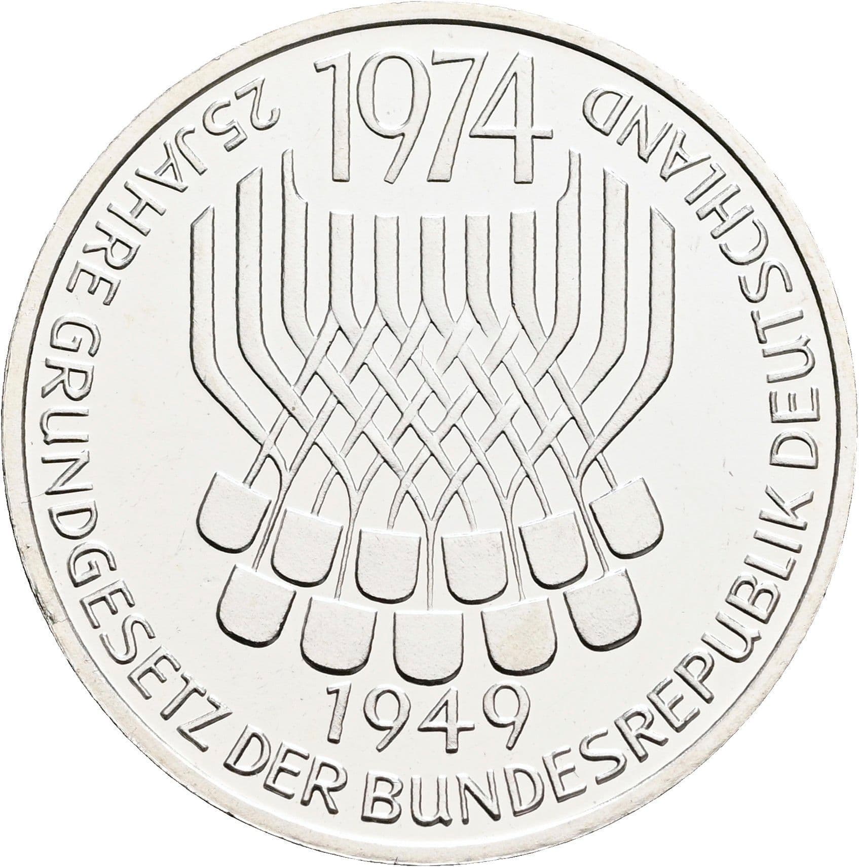 5 Deutsche Mark 1974 F – Vorderseite