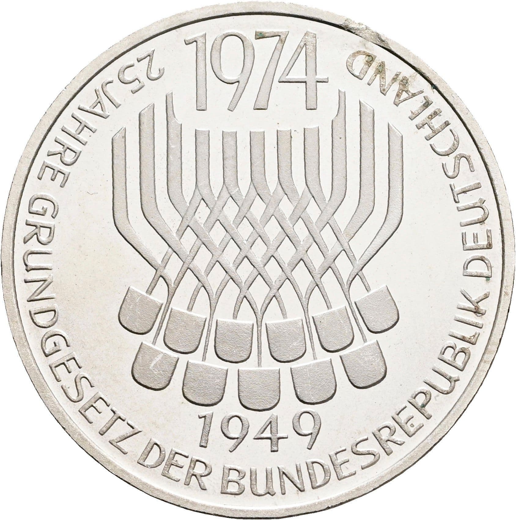 5 Deutsche Mark 1974 F – Vorderseite