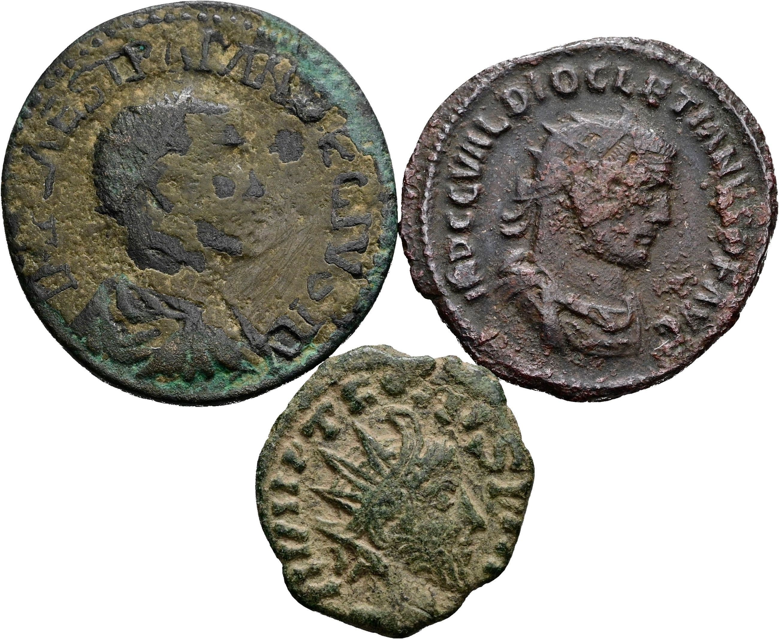 Lot Mittelbronze Antiochia und 2x Antoniniane – Vorderseite