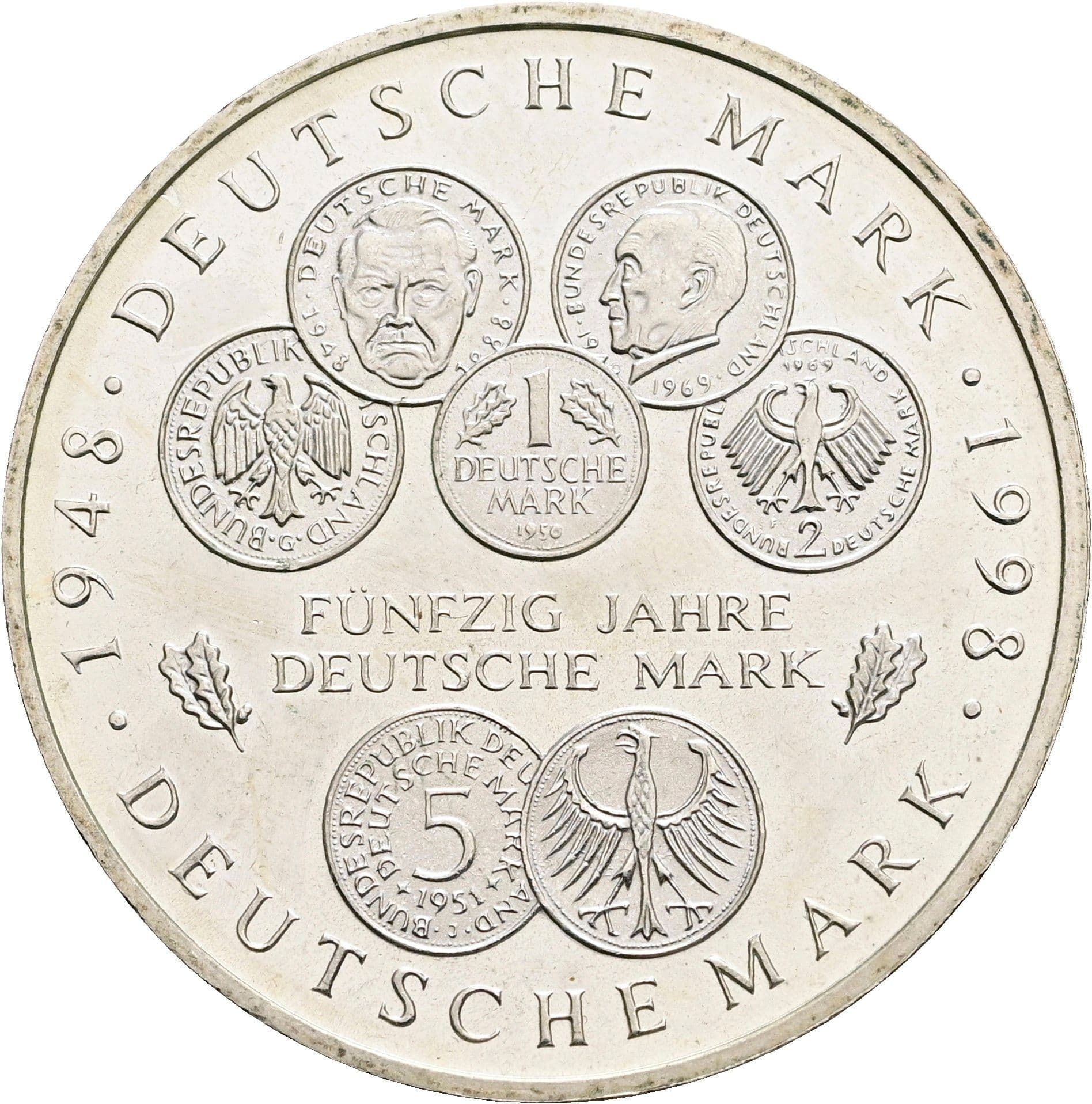 10 Deutsche Mark 1998 F – Vorderseite