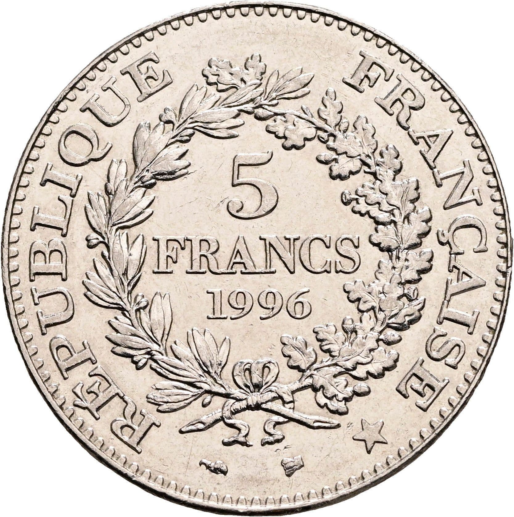5 Francs 1996 – Vorderseite