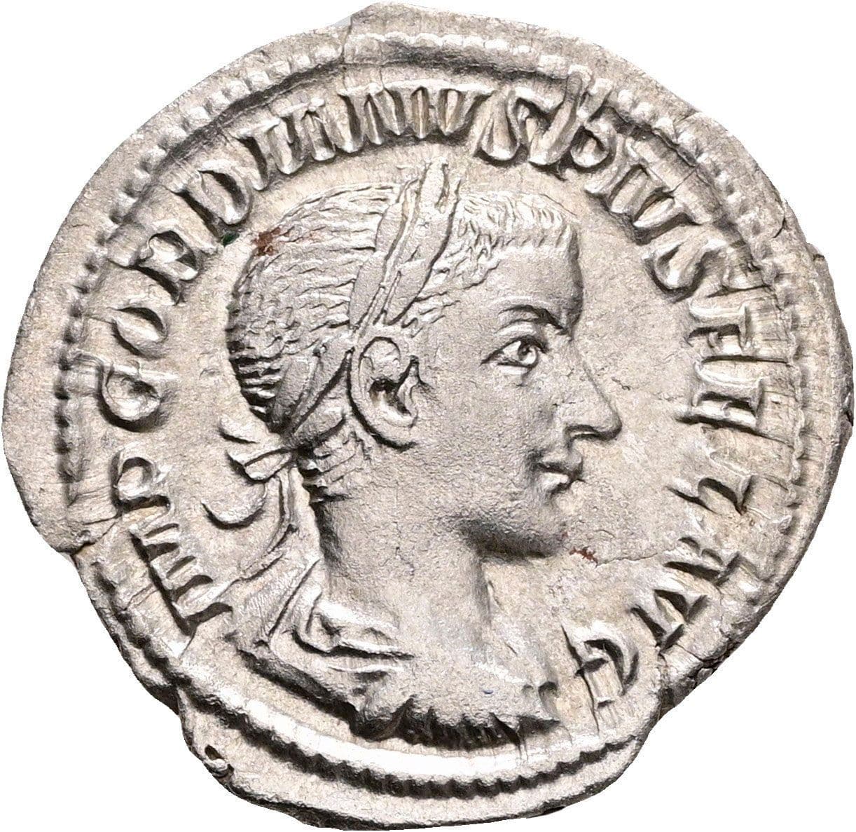 Denar Gordianus III. Pius 238-244 AC Rom ohne Jahr (241 AC) – Vorderseite