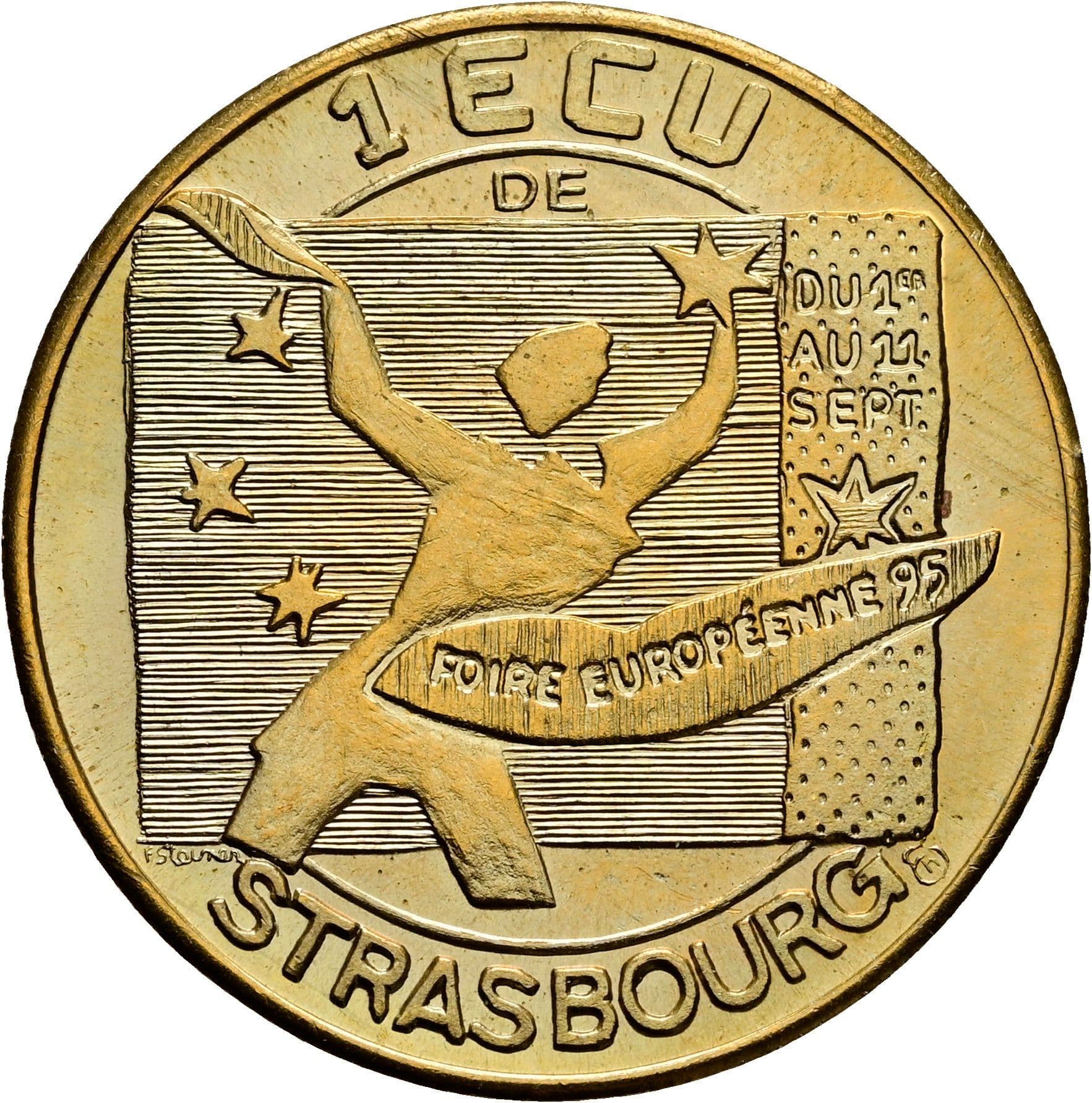 Jeton 1 Ecu "Centenaire de L'Exposition Industrie & Commerce" 1995 – Vorderseite
