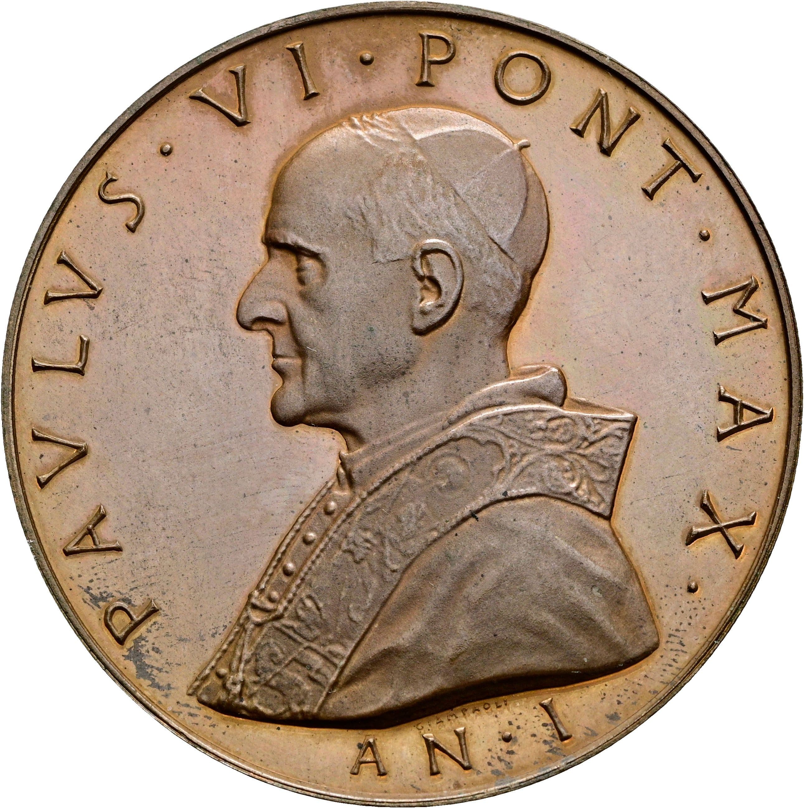 Bronzemedaille Papst Paul VI. 1963-1978 1963 – Vorderseite
