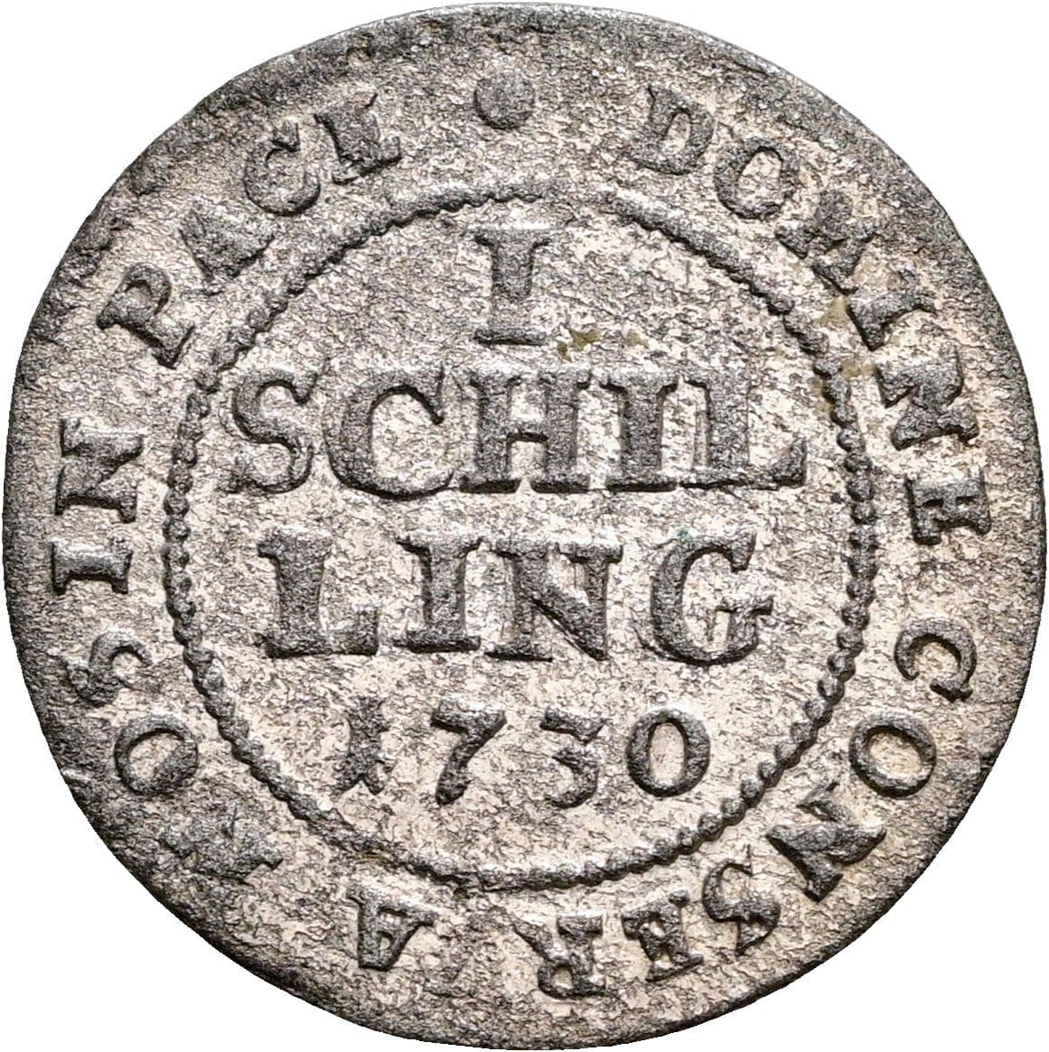 1 Schilling 1730 – Vorderseite