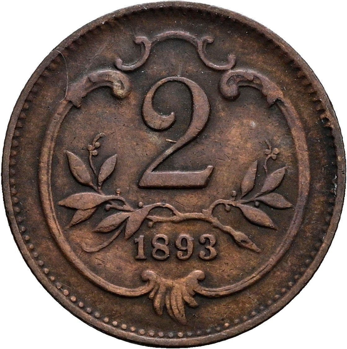 2 Heller Franz Joseph I. 1848-1916 1893 – Vorderseite