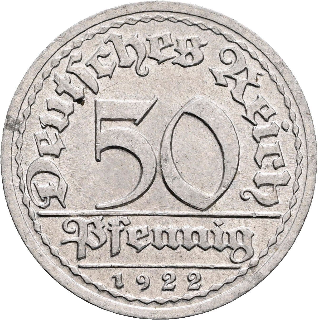 50 Pfennig 1922 J – Vorderseite