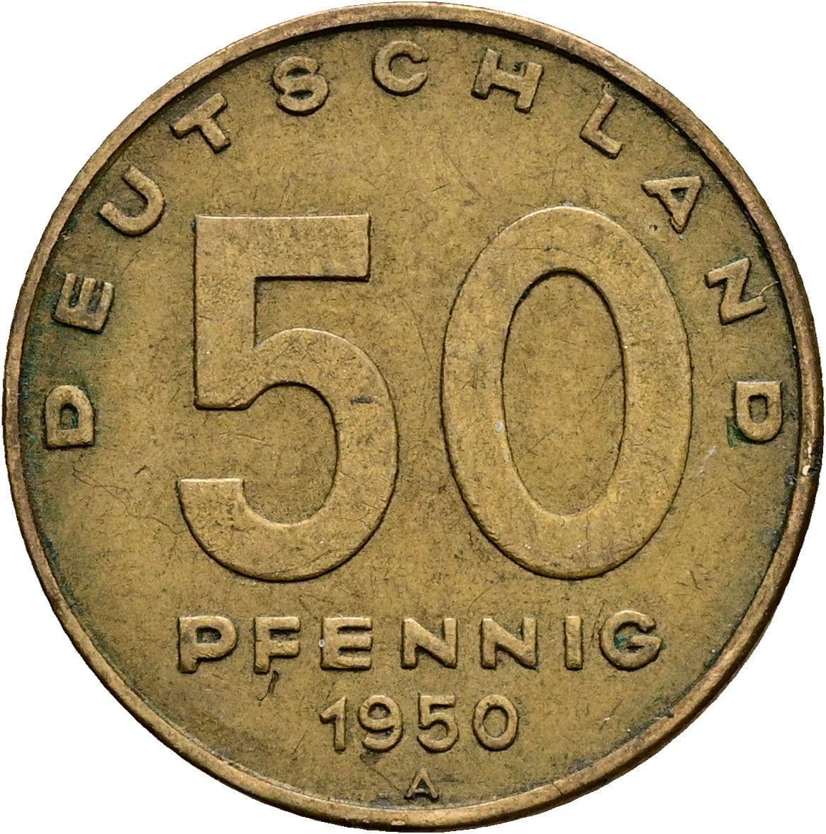 50 Pfennig 1950 A – Vorderseite